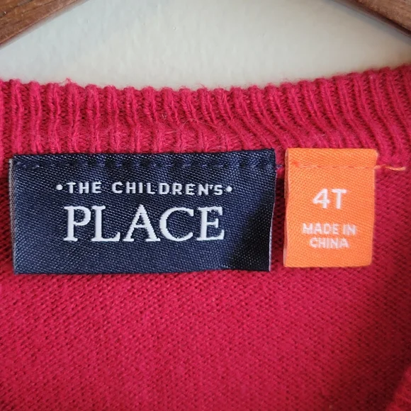 Boys School Formal Children's Place Red Argyle Pullover Sweater, 4T - Picture 3 of 5